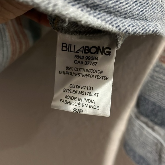 Men's Striped Hooded Jacket Button Down Gray Blue Sz Small Casual - Picture 9 of 11